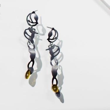 Dancing Seaweed Earrings in Oxidized Silver