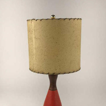 Red Ceramic Lamp with Shade