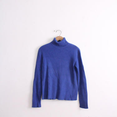 Cobalt Blue Ribbed Turtleneck Sweater 