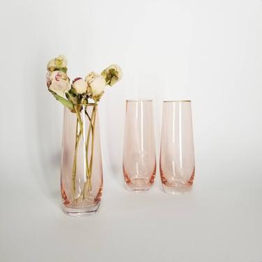 Pink Glass Bud Vase / Slim Pink Bottle Vase 5&amp;quot; / Grandmillenial Home Decor Party Table Decor / Vintage Colored Glass / Pink Flower Vase 