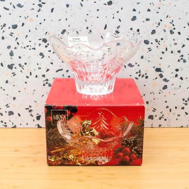 Vintage 1990s Mikasa Footed Crystal Bowl - Holiday Christmas Night Glass Serving Dish 6-Inch Candy Bowl 