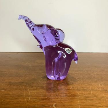FM Konstglas Ronneby Sweden Art Glass Elephant Figurine Paperweight 