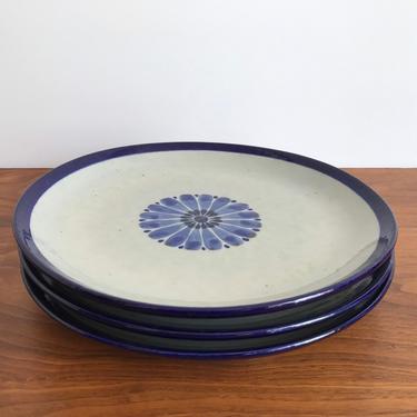 Vintage El Palomar Pottery Dinner Plates - Set of 3 - Blue Guadalajara Pattern 