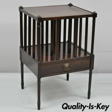 Mahogany One Drawer Sheraton Federal Style Side End Table Magazine Book Stand