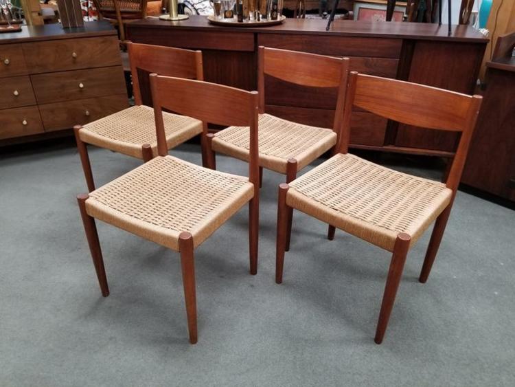                   Set of four Danish Modern teak dining chairs