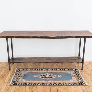 Live Edge Entryway Table | Black Walnut Sofa Table | Mid Century Modern Console | Scandinavian Style | Contemporary Rustic Wood Slab 
