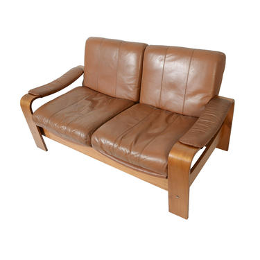 Leather Sofa Leather Love Seat Bentwood Danish Modern Mid century Modern 