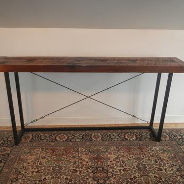 Large Reclaimed Wood Sofa Table / Console Table / Hall Table / Industrial Style / Welded Steel 