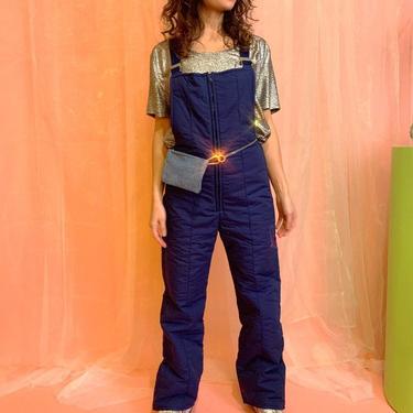 80's quilted ski zipper overalls 