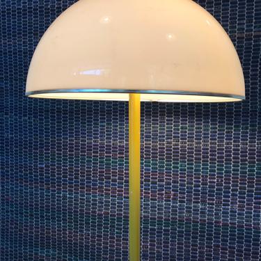 Mid-Mod Standing/Floor Lamp, Green/Yellow Base with Semi Transparent Shade, Vintage Original 