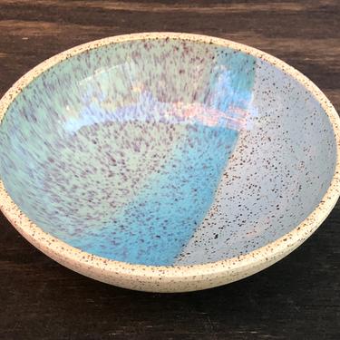 Ceramic Bowl - Cross Dipped Speckled Pepper with Glossy &quot;Sea&quot; 