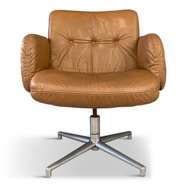 Harvey Probber Leather and Aluminum Executive Chair