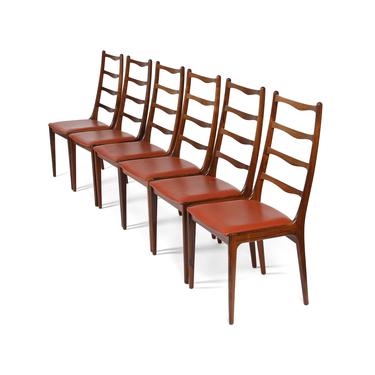 1960s Danish Johannes Andersen Rosewood and Leather Dining Chairs. Free Shippin 