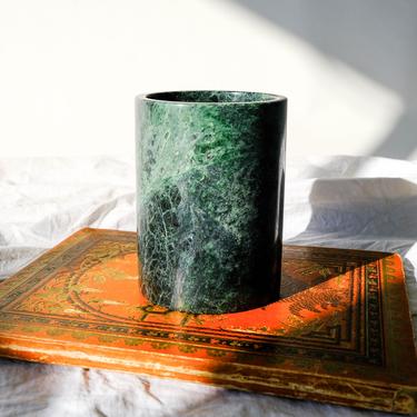 Vintage Forest Green Marble Hand Carved Vase | Stone Vessel, Rustic, Bohemian, Wedding, Home Decor | Green Earthtone Marble Bouquet Vase 