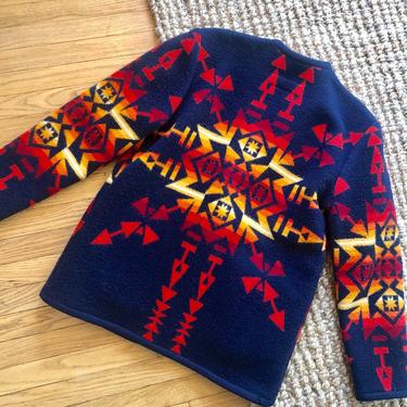 Native American Jacket // wool red boho hippie blanket dress coat blouse southwest southwestern 70s 80s oversize // O/S 