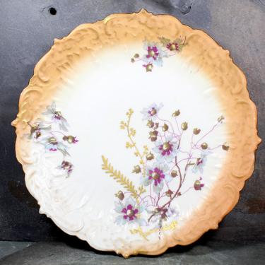 RARE! Antique Limoges Hand Painted Plate - P. H. Leonard Limoges - Gold and Peach Floral Plate early 1900s Porcelain | FREE SHIPPING 