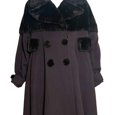 Fendi 90s Brown Wool Cashmere Coat with Faux Fur