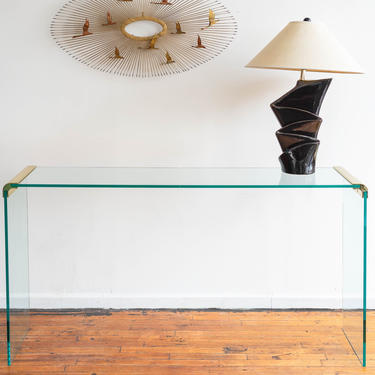 Vintage 70's Glass Console Table by Pace Collection 