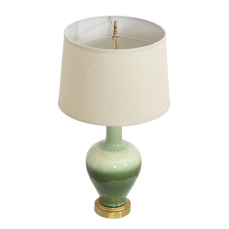 MCM Ceramic Table Lamp with Green Ombre Effect
