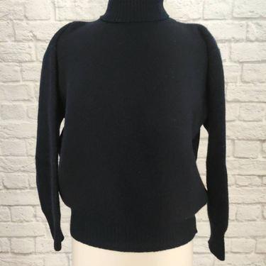 Vintage 80s French Wool Sweater // Navy Turtleneck &quot;Jablanica LeBane Pirot&quot; 