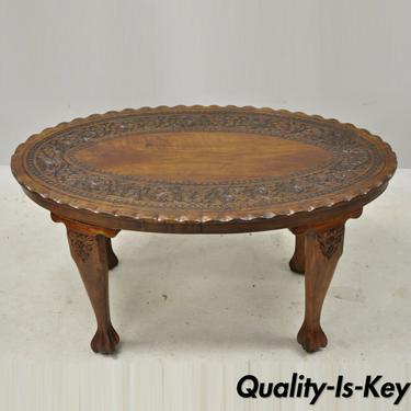 Antique Anglo Indian Georgian Small Paw Feet Oval Mahogany Coffee Table (B)