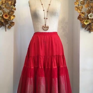 1940s crinoline, tulle skirt, vintage petticoat, 27 waist, red crinoline, vintage 40s crinoline, vintage tutu, net underskirt 