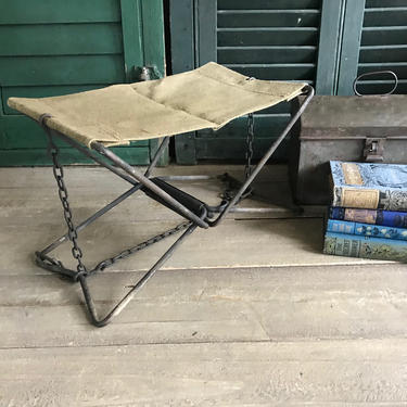 French Canvas Folding Stool, Fishing, Camp Chair, Military Gear 
