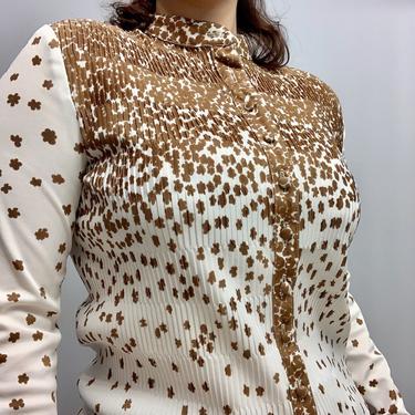 White and Brown floral Blouse 