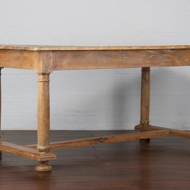 19th Century Rustic Country French Provincial Farmhouse Walnut Trestle Dining Table 
