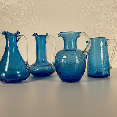 Pilgrim Blue Crackle Glass Vases - Set of 4 