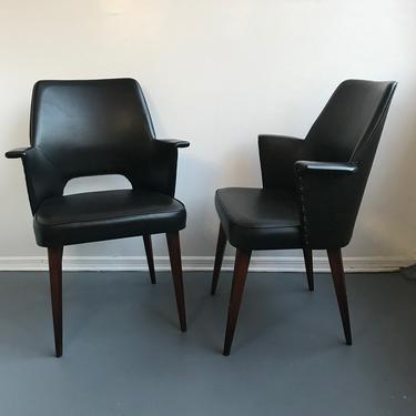 Pair of high-back vinyl armchairs from the 1950s 