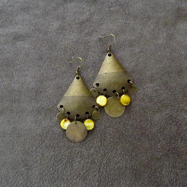 Chandelier earrings, bohemian boho shell earrings, ethnic statement earrings, bold earrings, unique gypsy earrings, mother of pearl 22 