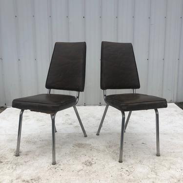 Pair of Mid Century Vinyl High Back Kitchen Chairs