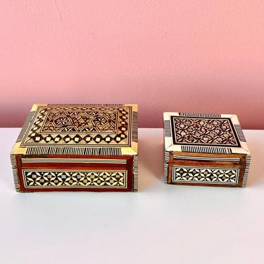Pair of Keepsake/Jewelry Boxes with Ornate Design 