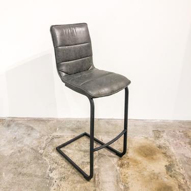 Gray Leather Bar Stool (8 Available)