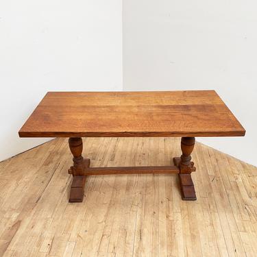 Antique Refectory Table Trestle Desk Console Table Dining Entryway Oak Tiger Library Study Farmhouse Rustic 