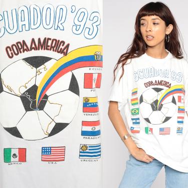 Vintage Copa America Shirt 1993 Ecuador Tshirt Soccer Football Tshirt Graphic Print Tee 90s Retro South America Shirt Single Stitch Large 
