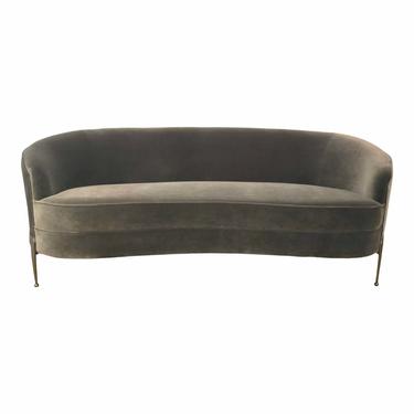 Modern Charcoal Velvet Curved Back Sofa