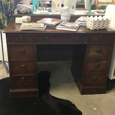 Allen- Sligh Lowery Furniture Co. Desk, Leather Inlay Top 