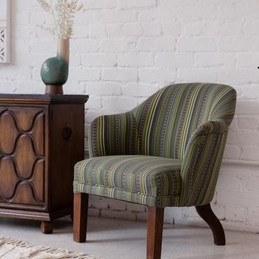 Reupholstered Green Striped Armchair