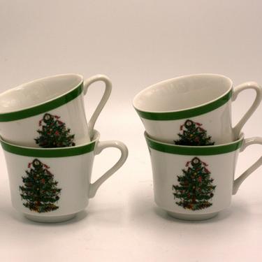 vintage George Briard Christmas mugs/Yule Tide mugs/set of four/christmas trees 