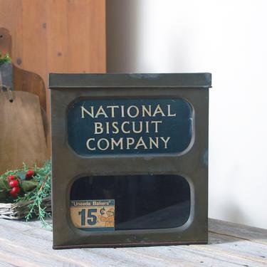 Antique National Biscuit Company tin / General Store counter display / Uneeda Bakers tin / vintage food advertising tin / rustic decor 
