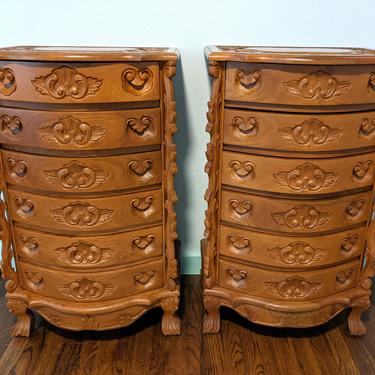 ONE Handcarved Solid Teak Wood Dresser Chest of Drawers 