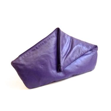 Oversized Avant Garde Geometric Purple Leather Clutch by Gino Nu Wave  1980s 