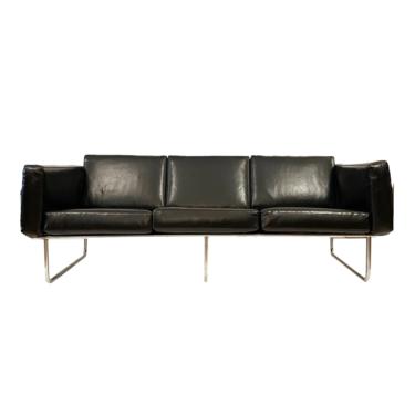 Vintage Modern Chrome and Leather Couch 