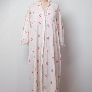Antique Floral Wrapper / Edwardian Cotton Robe 