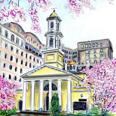 Washington DC’s St. John’s Church by Cris Clapp Logan Original Illustration 