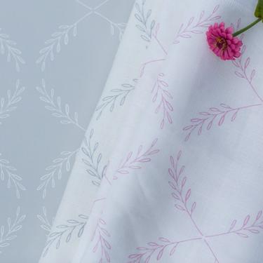 Olive Branch in Pink - on Oyster Linen