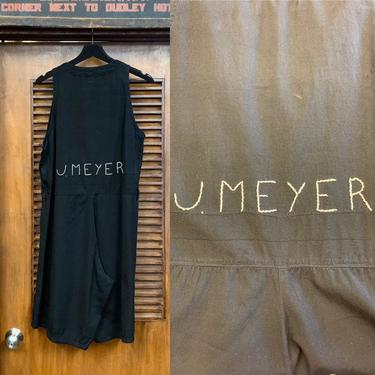 Vintage 1920's Rare Black Gym Playsuit / Romper, Embroidered &quot;J. Meyer,&quot; Vintage Clothing, Vintage Gym Uniform, Vintage 1920's 
