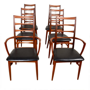 Set of 6 Danish Teak Koefoeds Hornslet (2 Arm + 4 Side) Dining Chairs